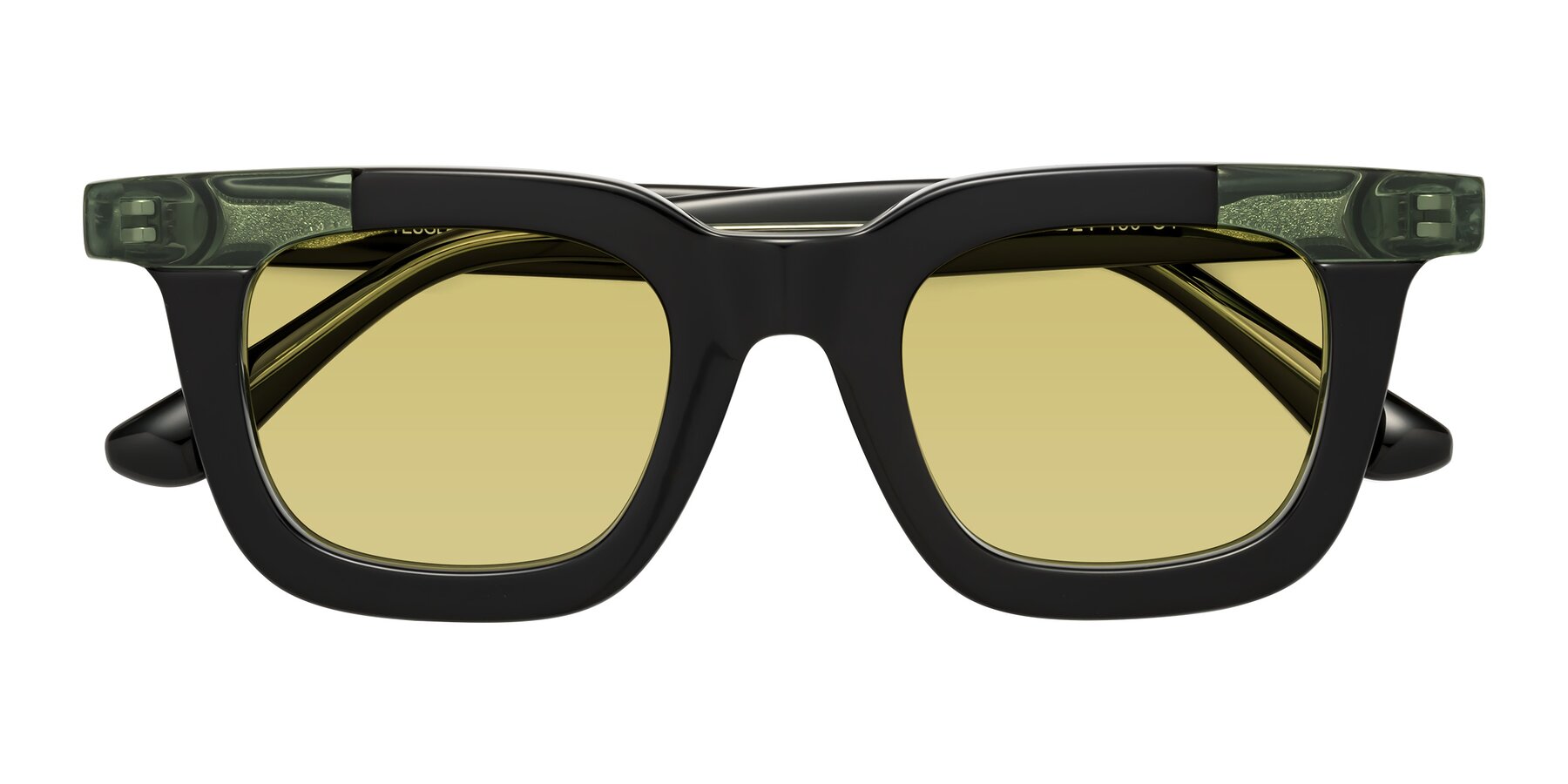 Folded Front of Mill in Black-Green with Medium Champagne Tinted Lenses