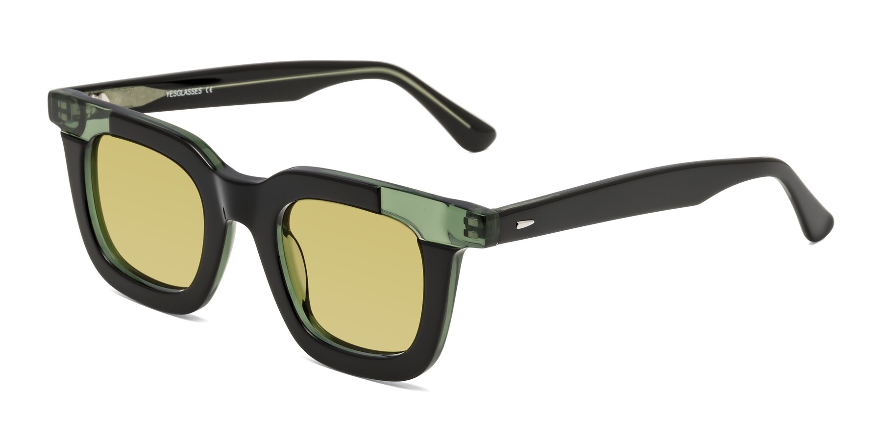 Angle of Mill in Black-Green with Medium Champagne Tinted Lenses