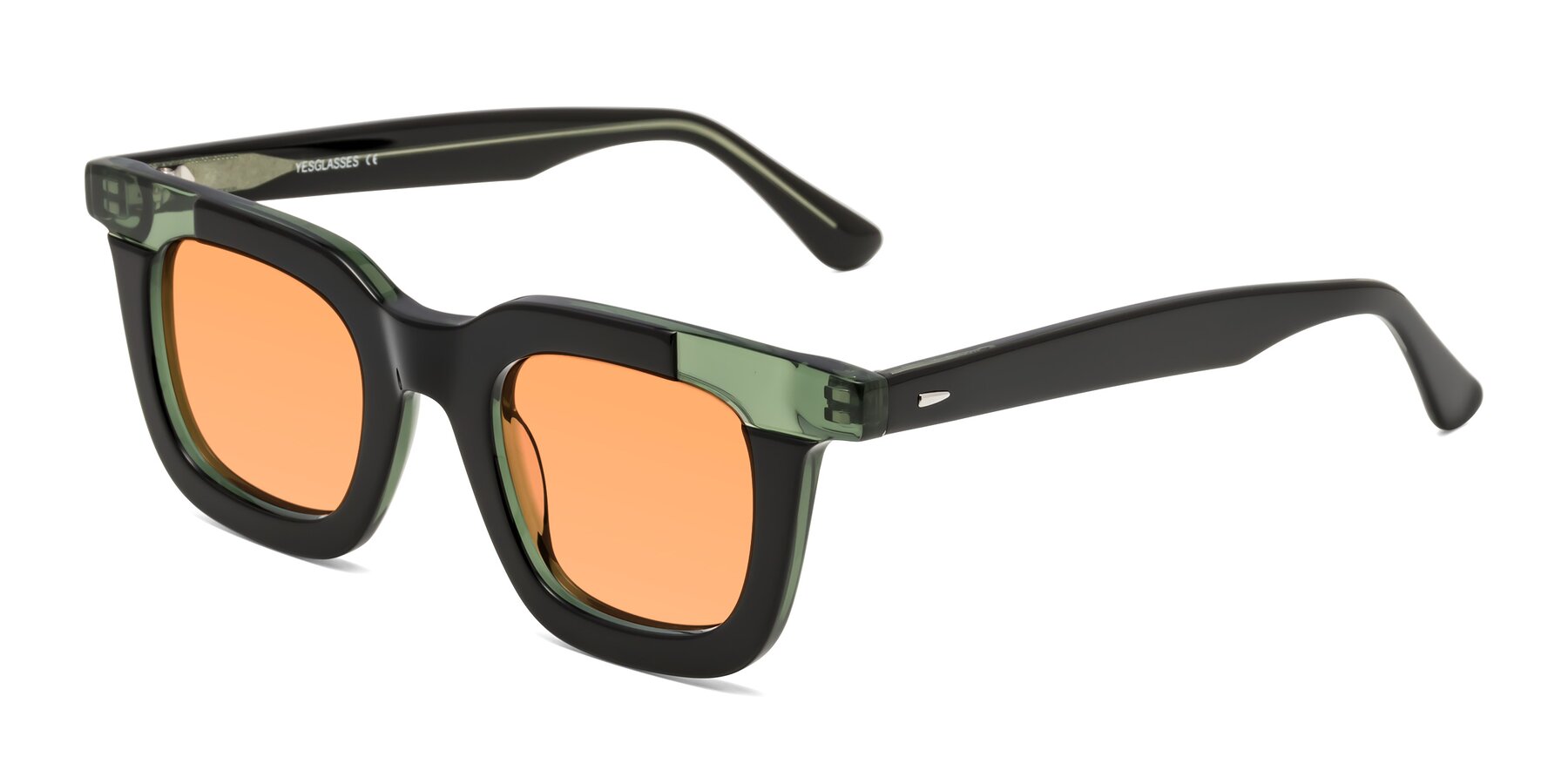 Angle of Mill in Black-Green with Medium Orange Tinted Lenses