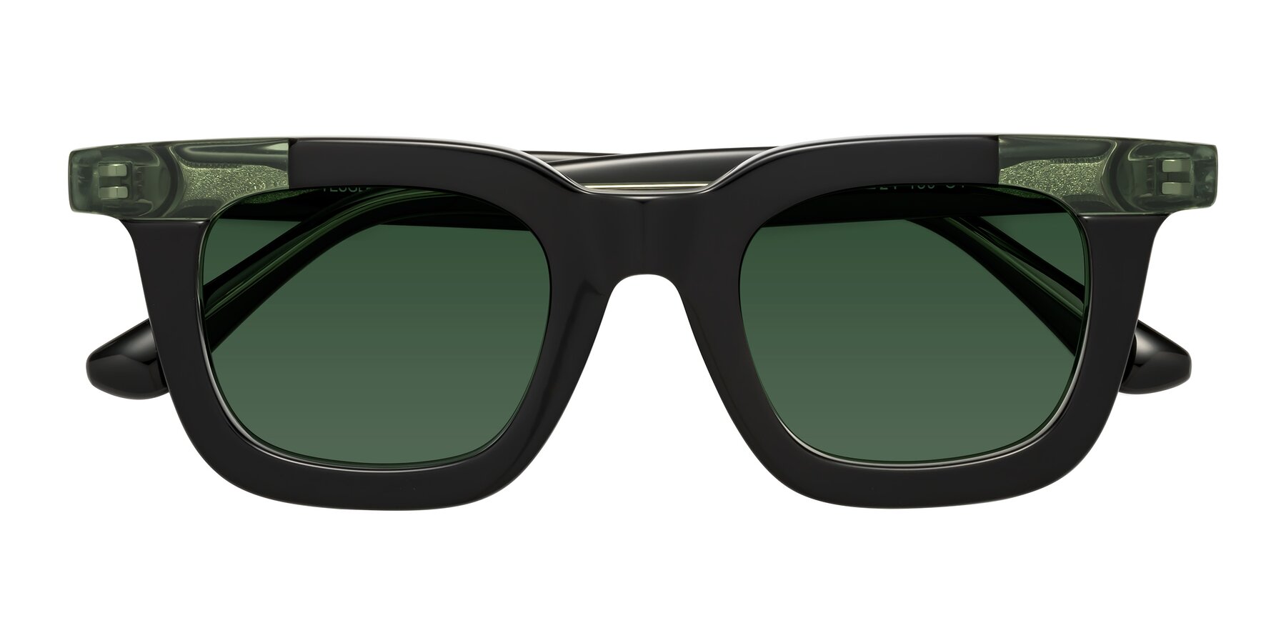 Folded Front of Mill in Black-Green with Green Tinted Lenses