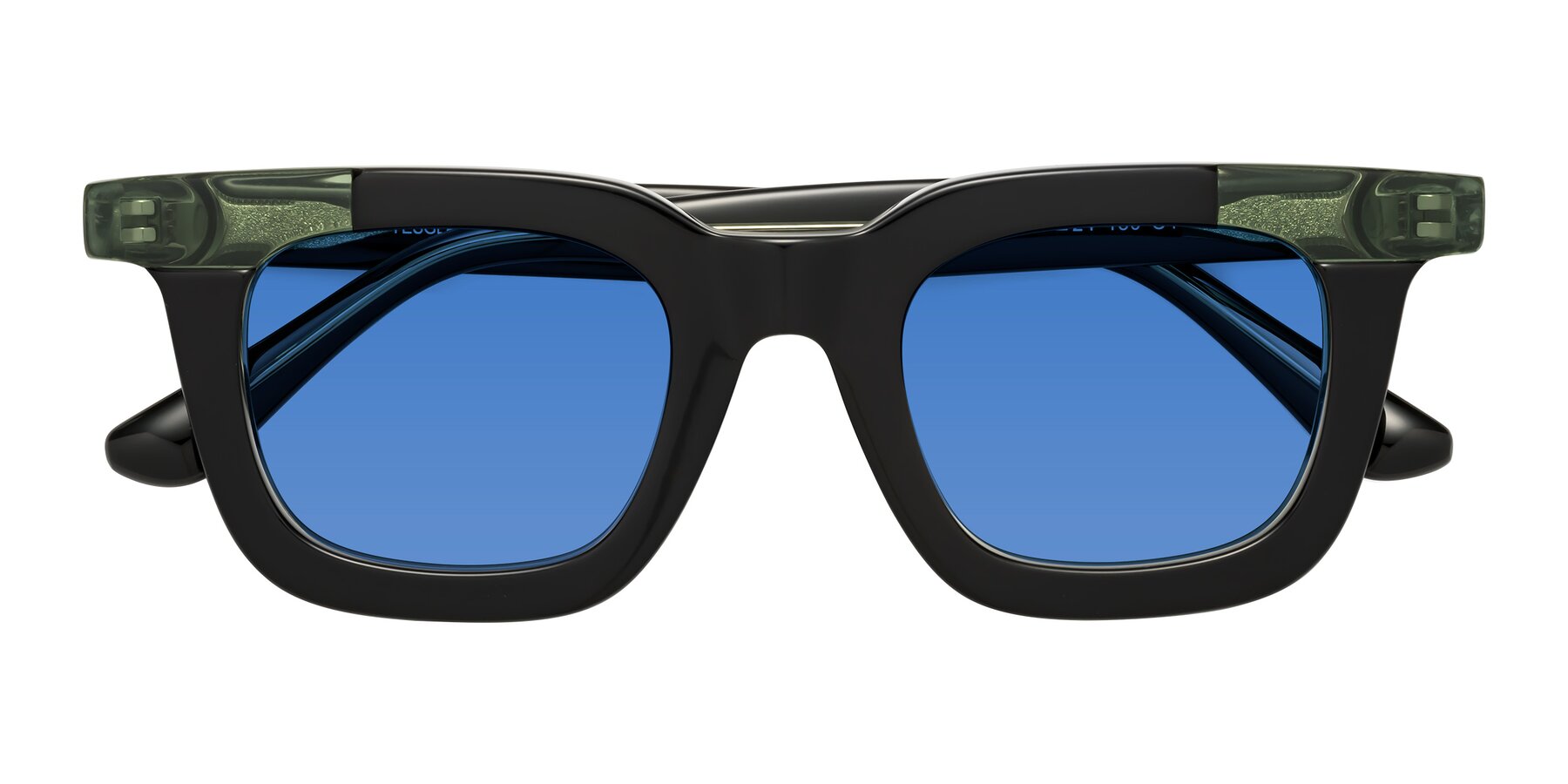 Folded Front of Mill in Black-Green with Blue Tinted Lenses