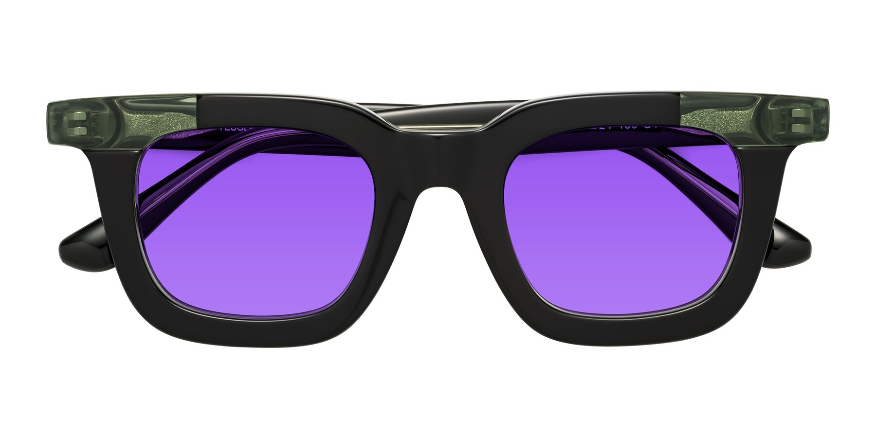 Folded Front of Mill in Black-Green with Purple Tinted Lenses
