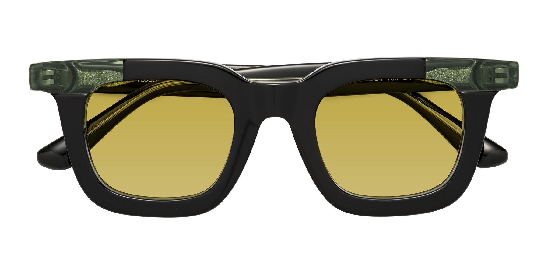 Folded Front of Mill in Black-Green with Champagne Tinted Lenses