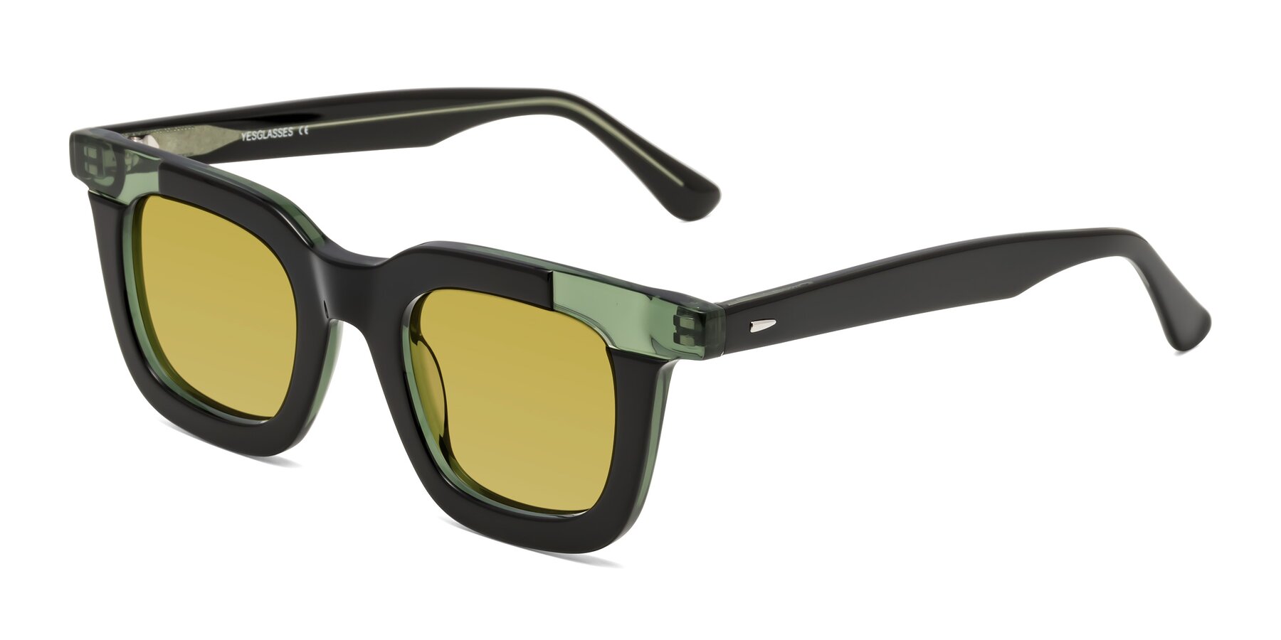 Angle of Mill in Black-Green with Champagne Tinted Lenses