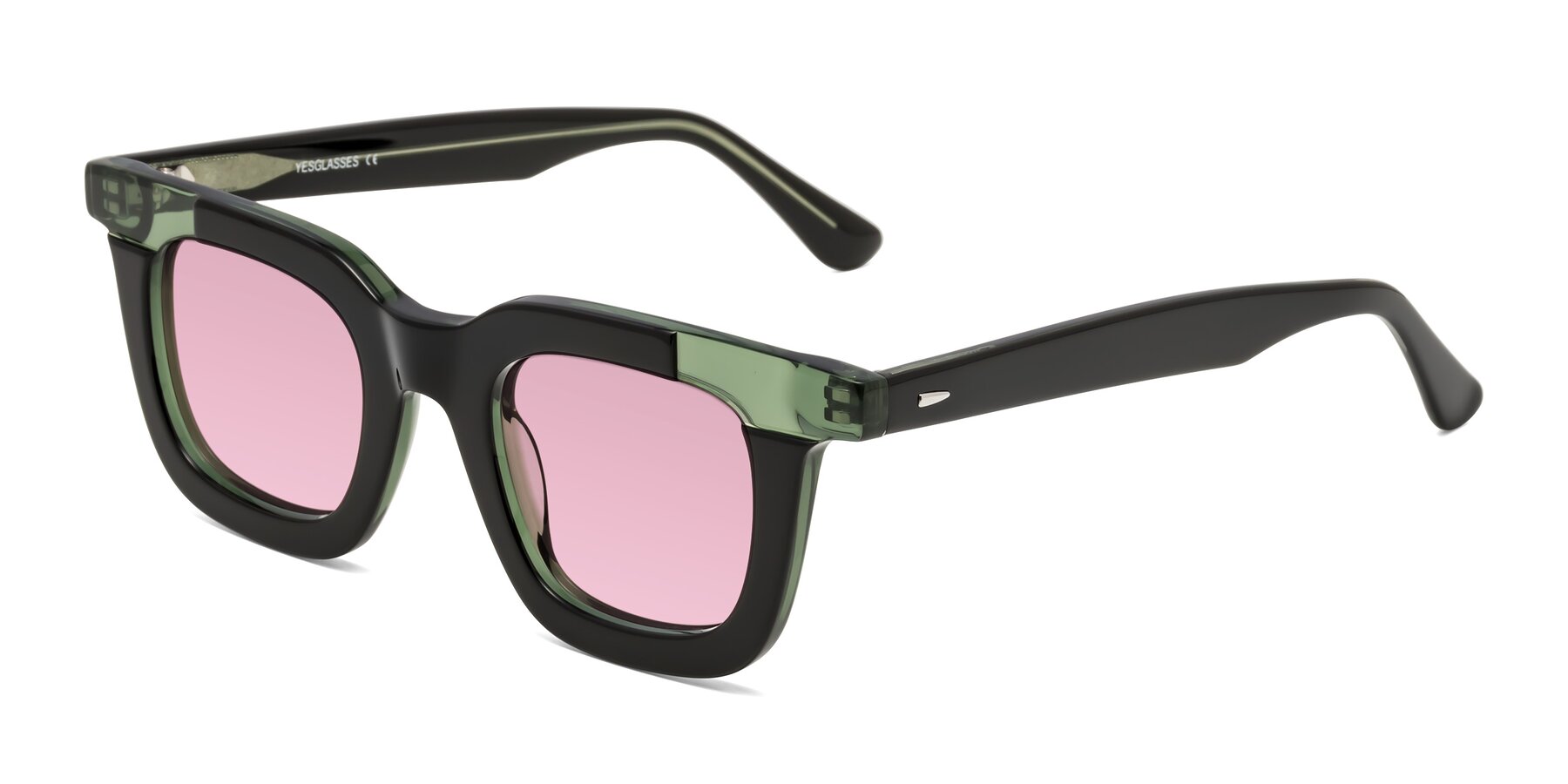 Angle of Mill in Black-Green with Light Wine Tinted Lenses