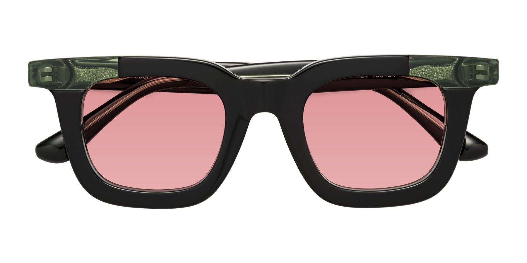 Folded Front of Mill in Black-Green with Medium Garnet Tinted Lenses