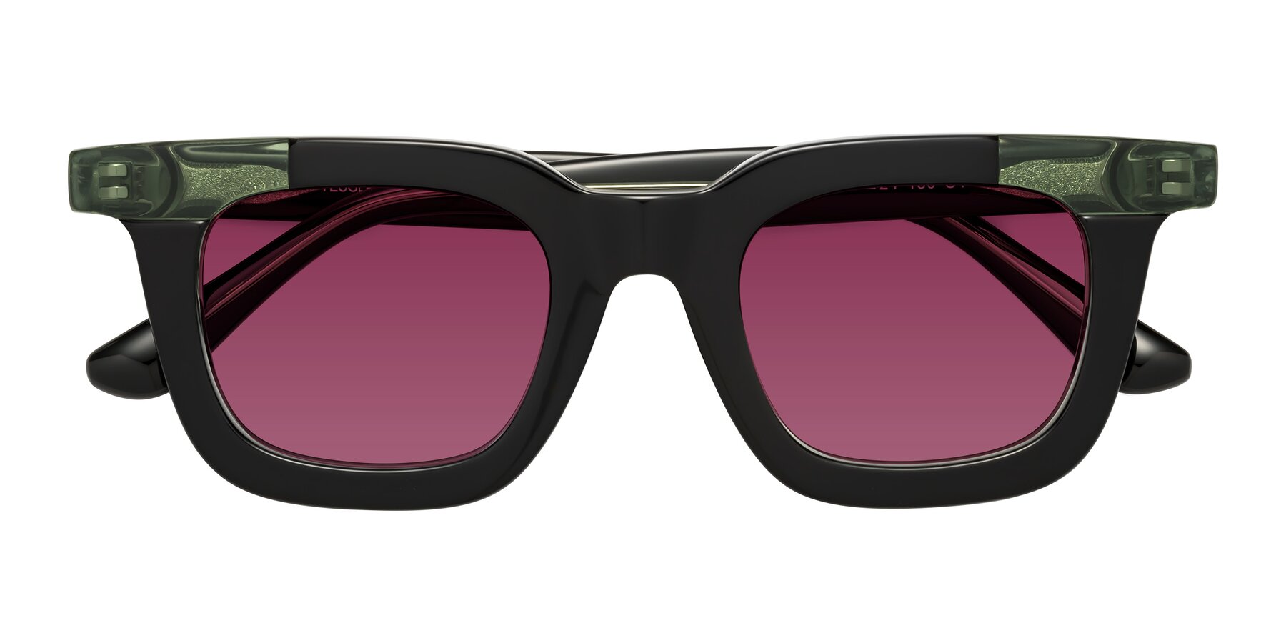 Folded Front of Mill in Black-Green with Wine Tinted Lenses