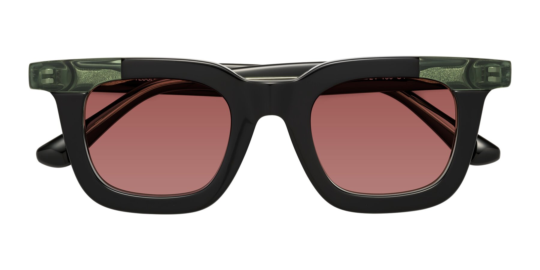 Folded Front of Mill in Black-Green with Garnet Tinted Lenses