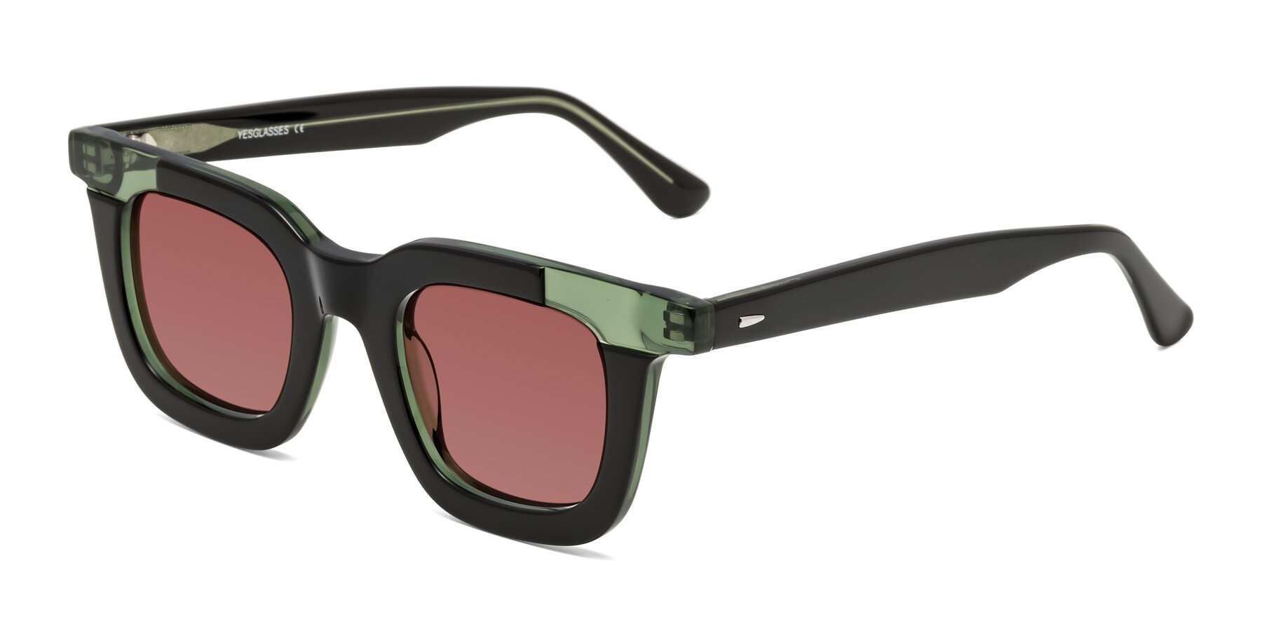 Angle of Mill in Black-Green with Garnet Tinted Lenses