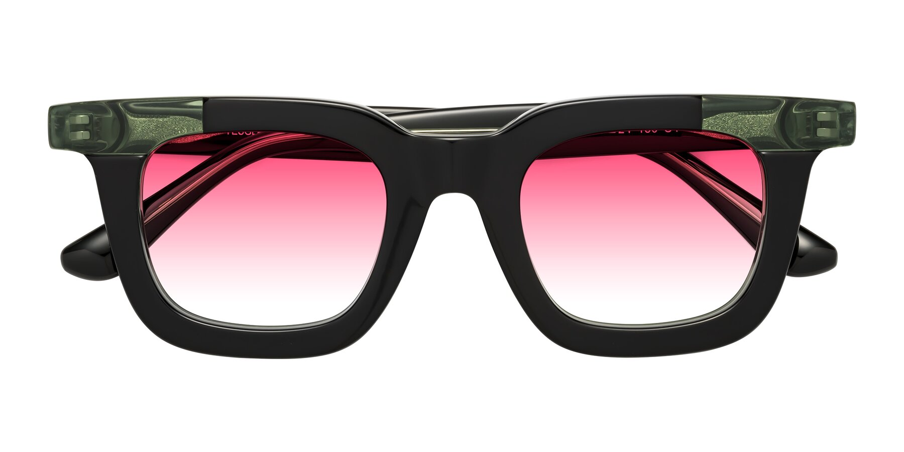 Folded Front of Mill in Black-Green with Pink Gradient Lenses