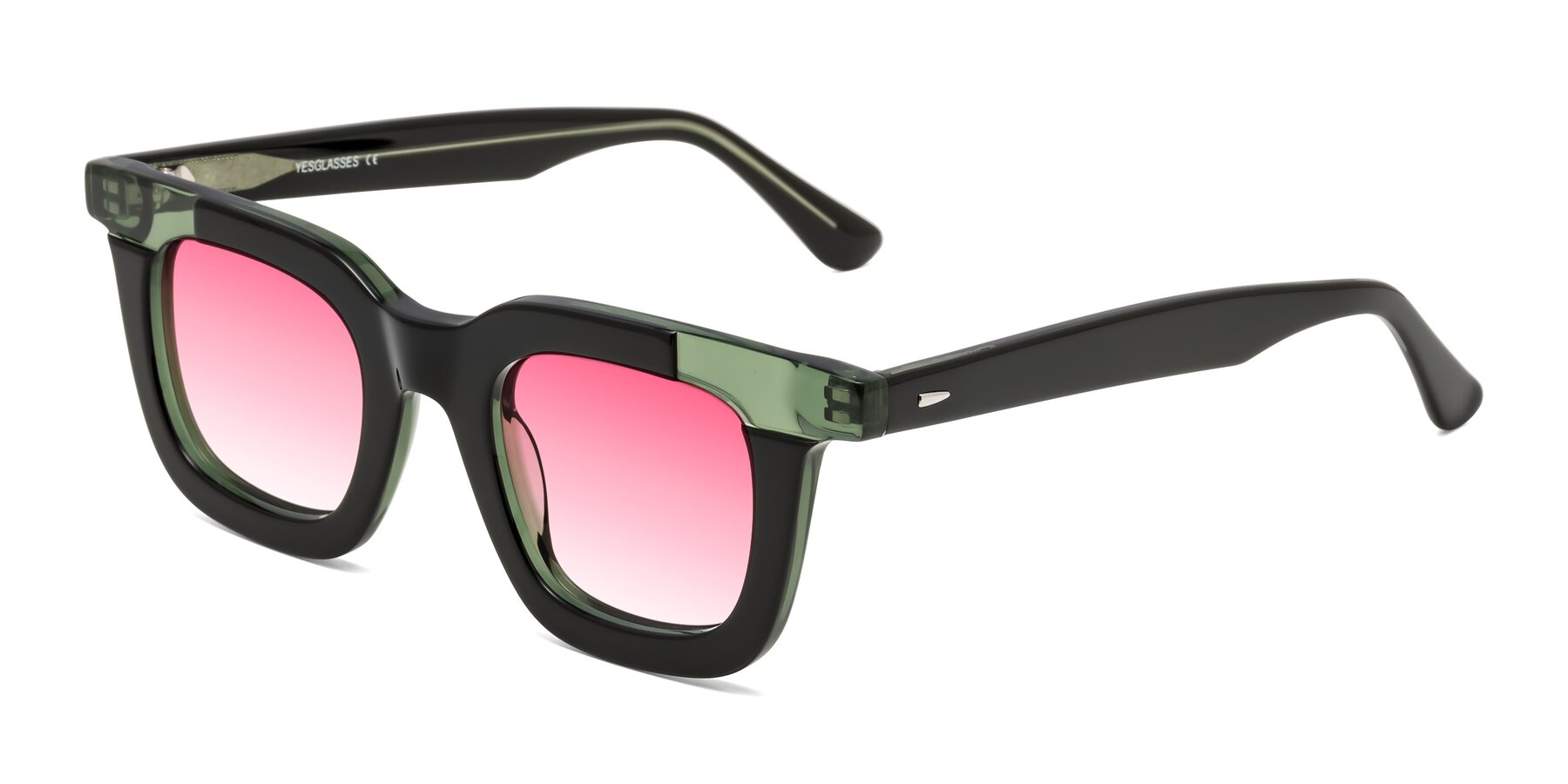 Angle of Mill in Black-Green with Pink Gradient Lenses