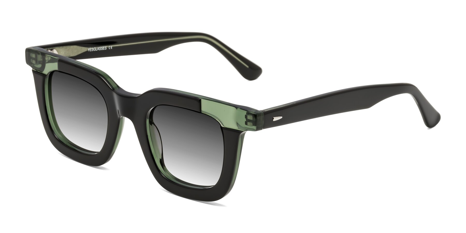 Angle of Mill in Black-Green with Gray Gradient Lenses