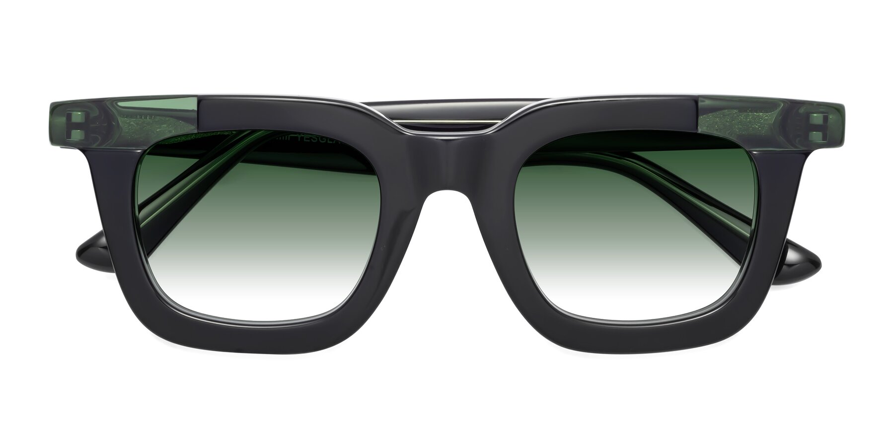 Folded Front of Mill in Black-Green with Green Gradient Lenses