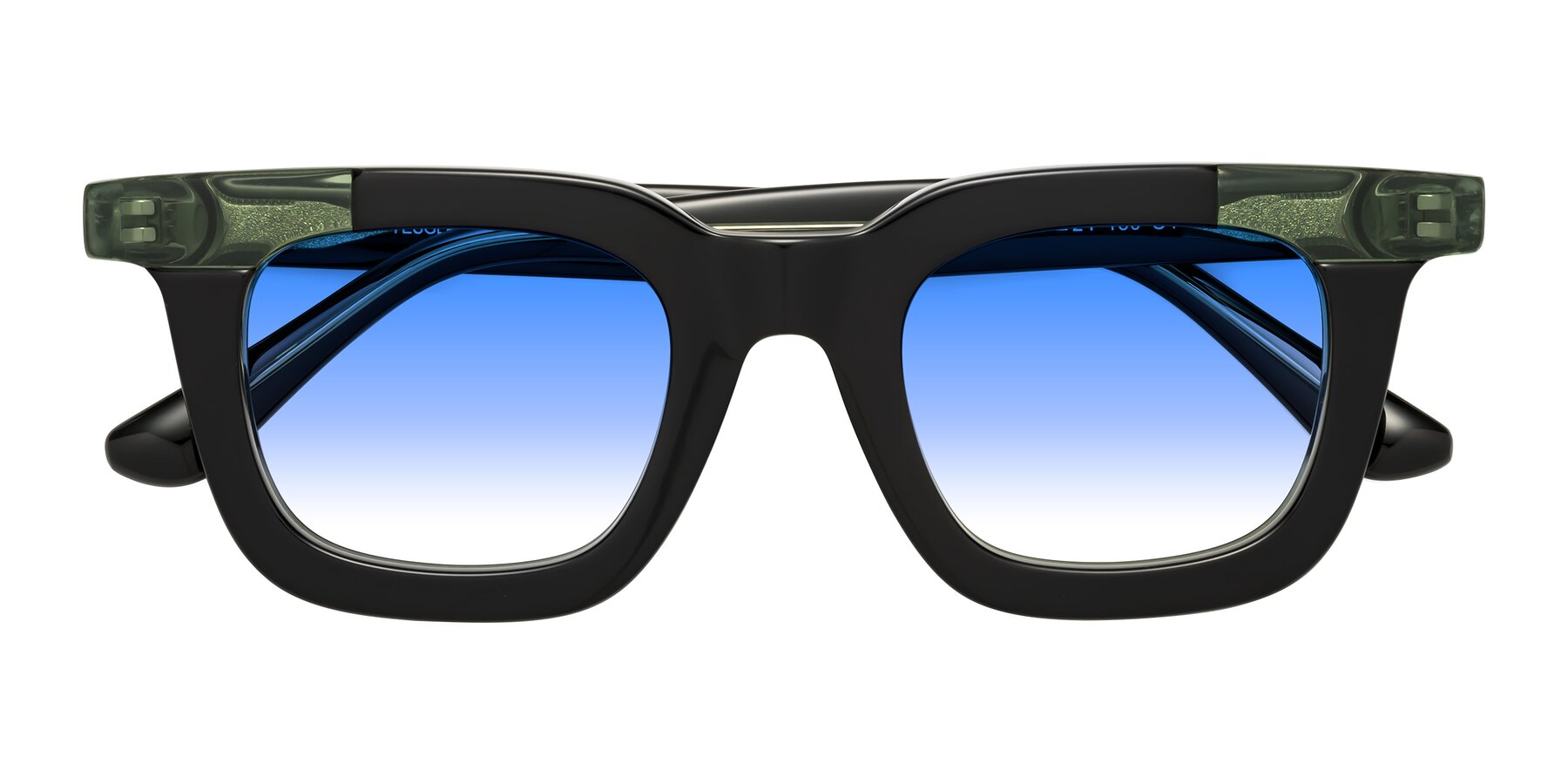Folded Front of Mill in Black-Green with Blue Gradient Lenses