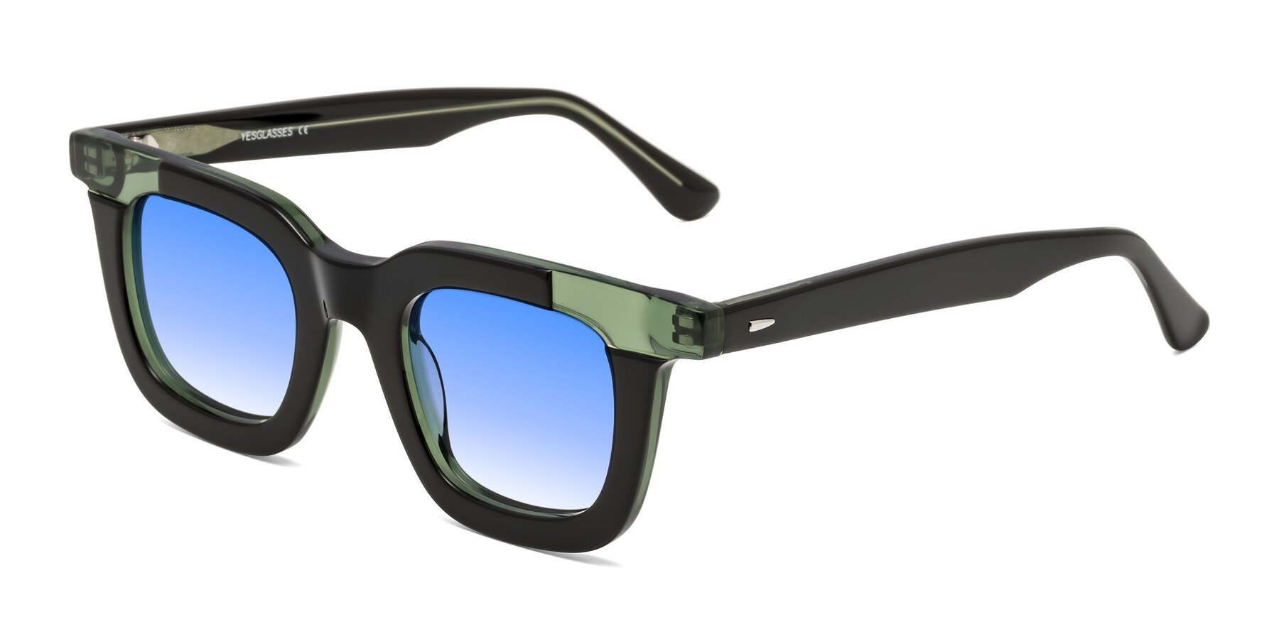 Angle of Mill in Black-Green with Blue Gradient Lenses