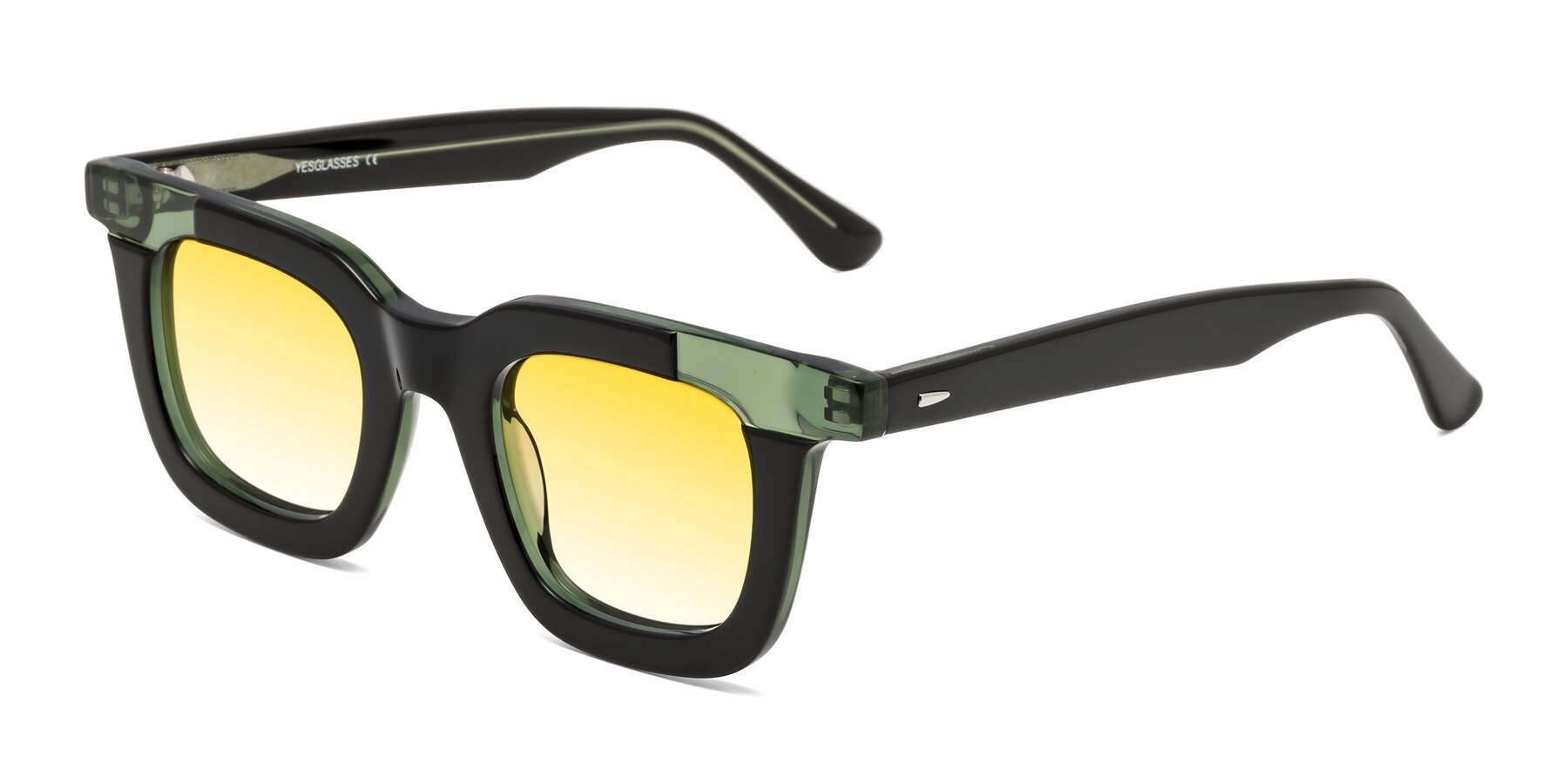 Angle of Mill in Black-Green with Yellow Gradient Lenses