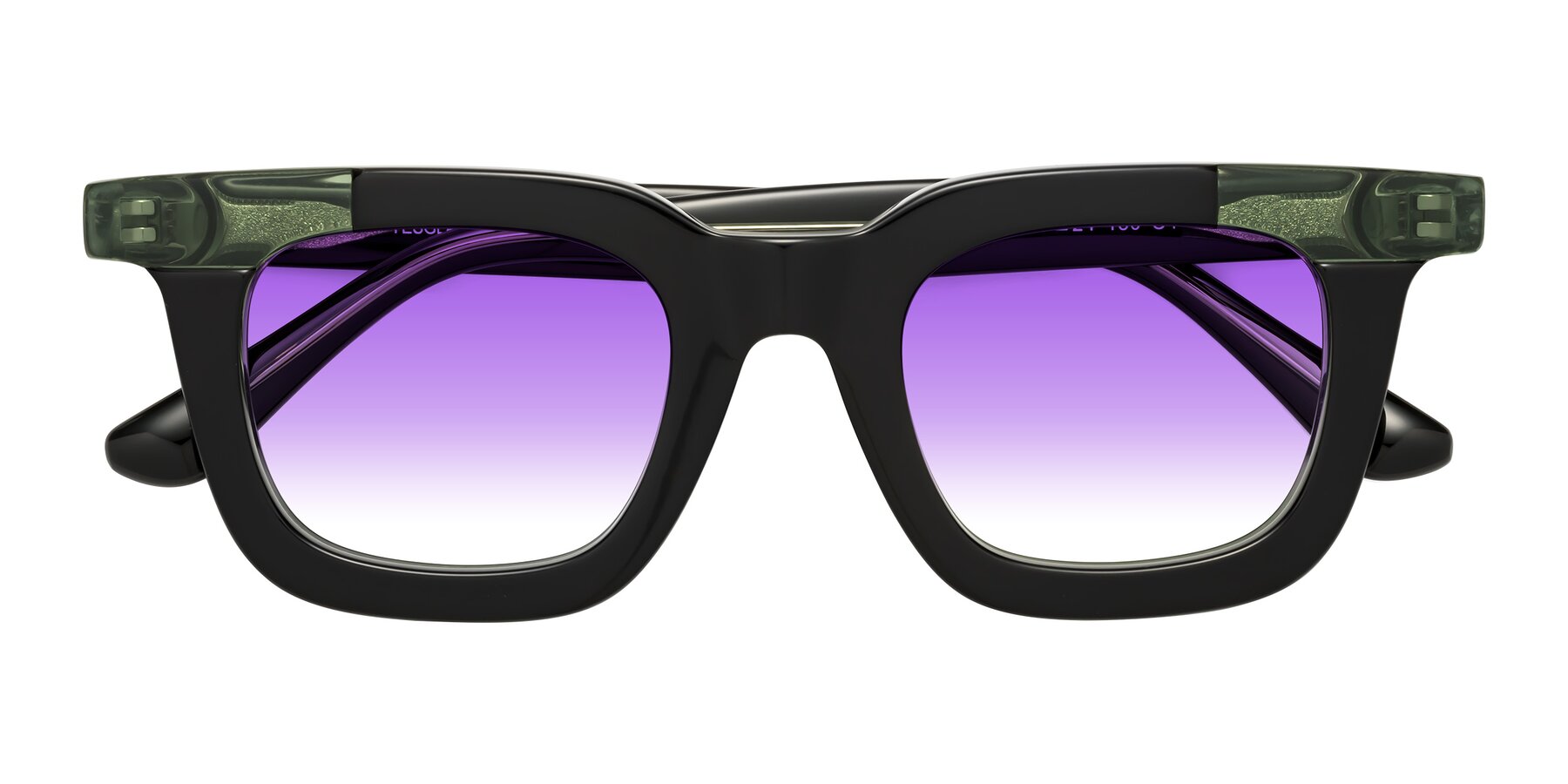 Folded Front of Mill in Black-Green with Purple Gradient Lenses