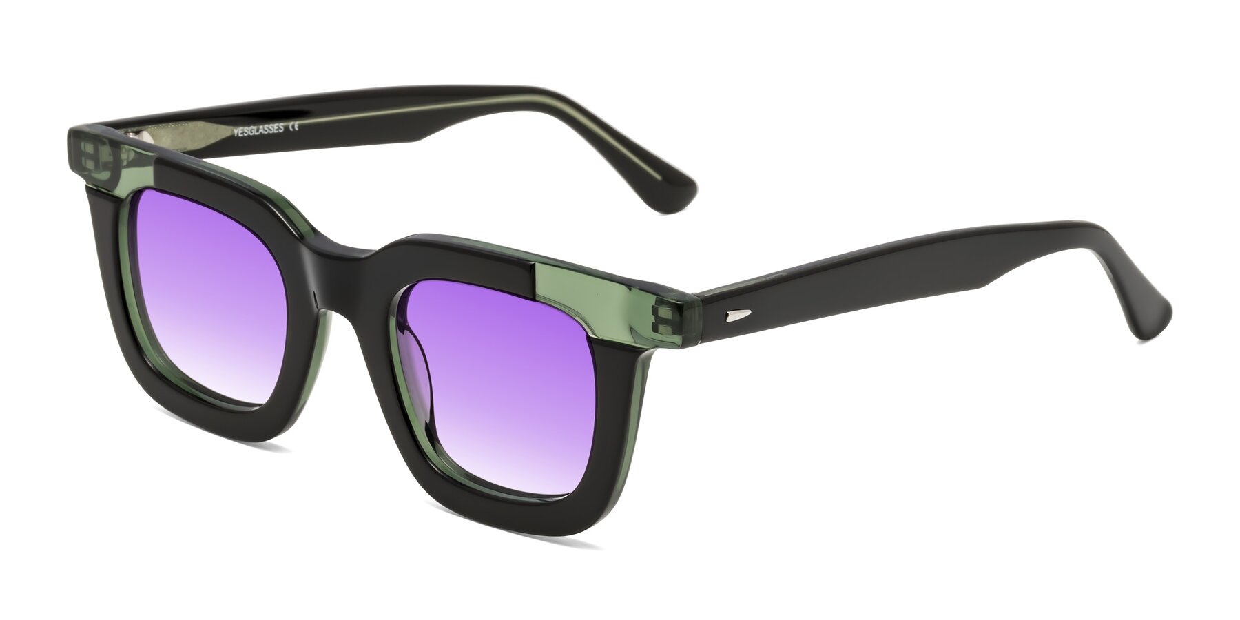 Angle of Mill in Black-Green with Purple Gradient Lenses