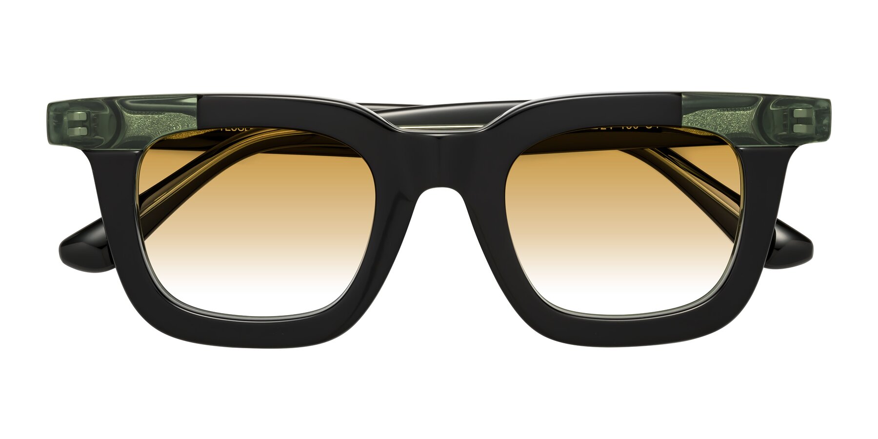 Folded Front of Mill in Black-Green with Champagne Gradient Lenses