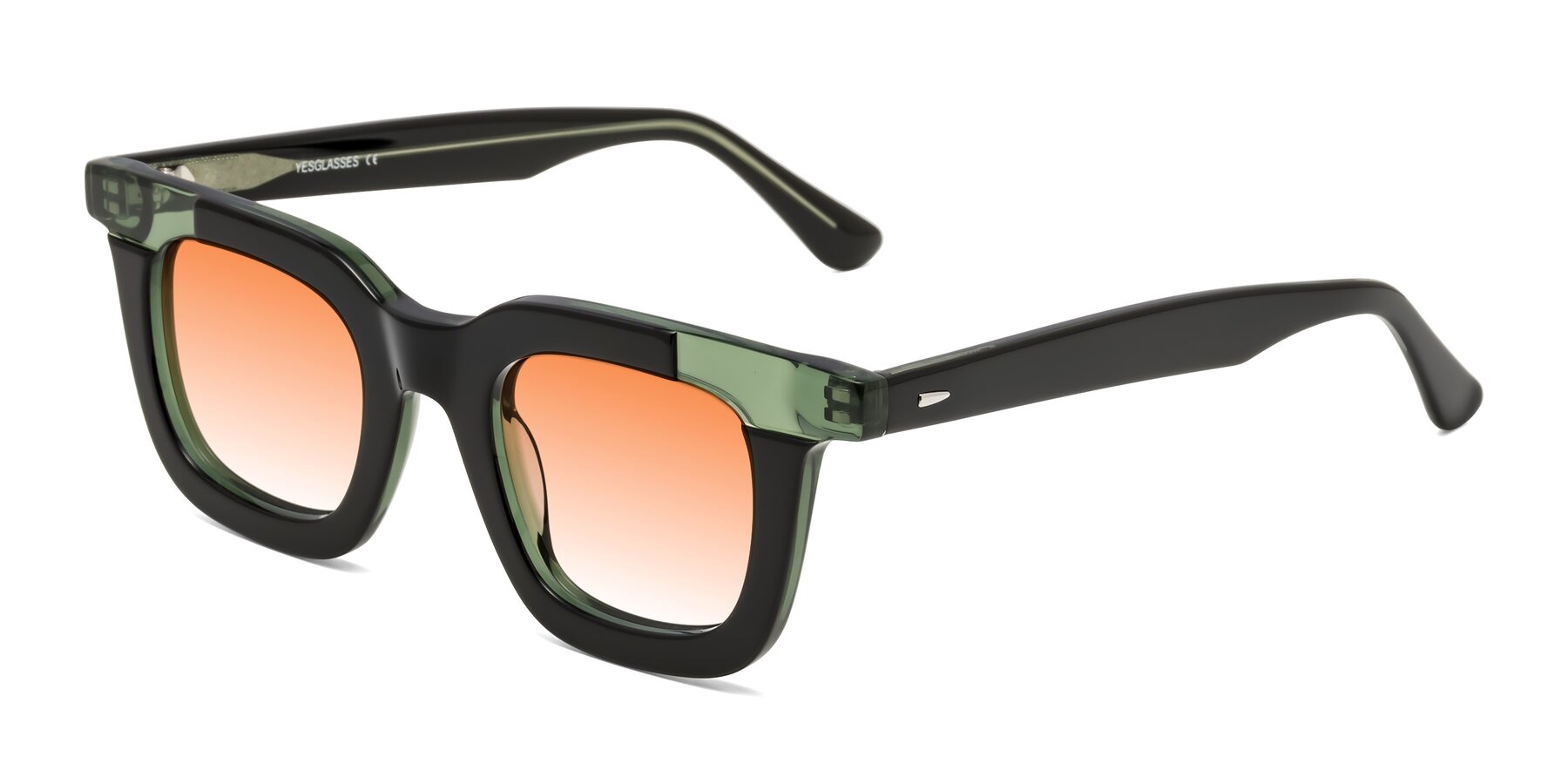 Angle of Mill in Black-Green with Orange Gradient Lenses