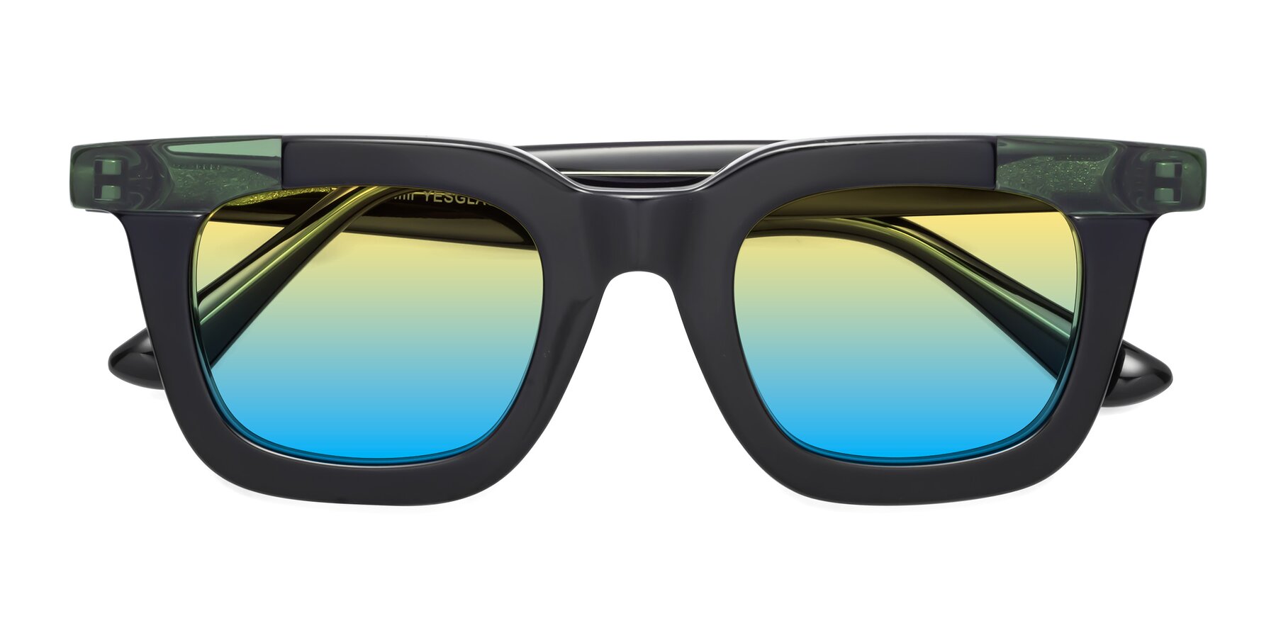 Folded Front of Mill in Black-Green with Yellow / Blue Gradient Lenses