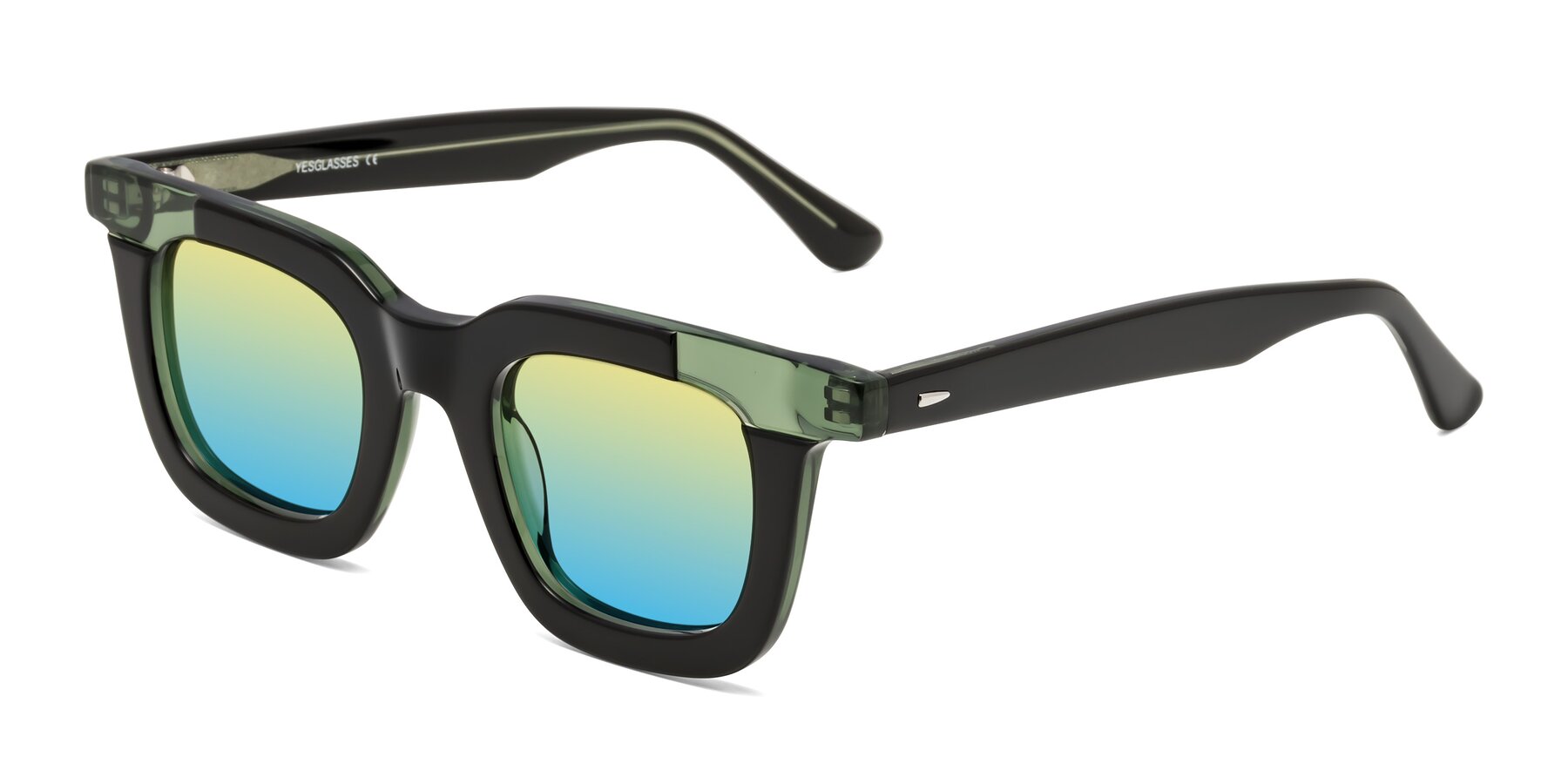 Angle of Mill in Black-Green with Yellow / Blue Gradient Lenses