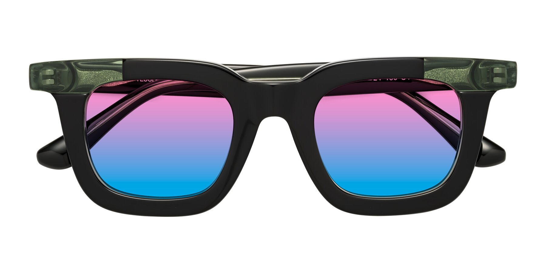 Folded Front of Mill in Black-Green with Pink / Blue Gradient Lenses