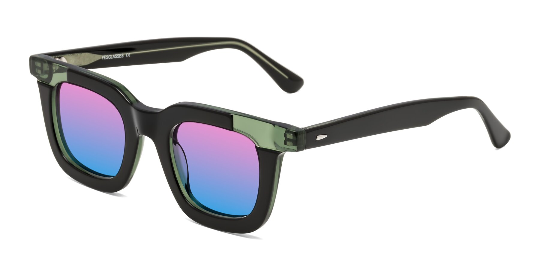 Angle of Mill in Black-Green with Pink / Blue Gradient Lenses