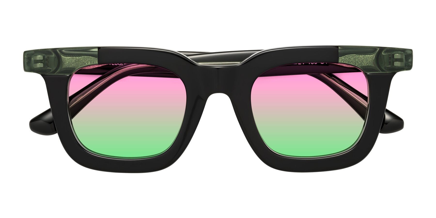 Folded Front of Mill in Black-Green with Pink / Green Gradient Lenses
