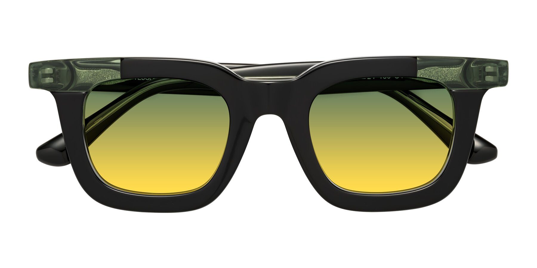 Folded Front of Mill in Black-Green with Green / Yellow Gradient Lenses