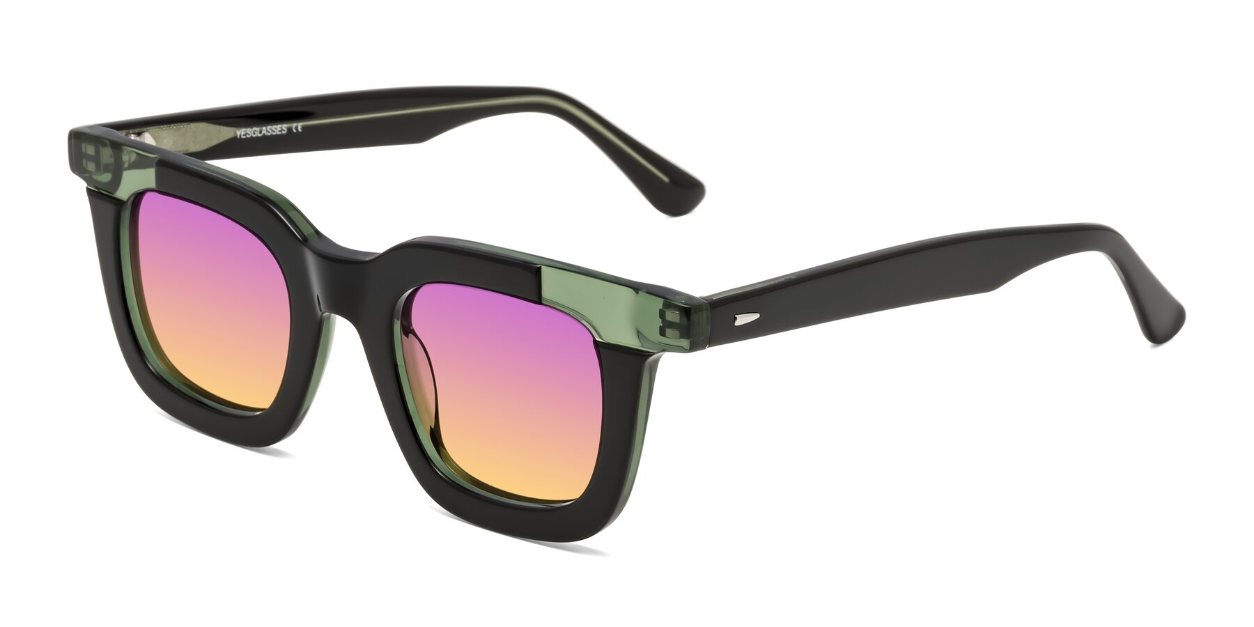 Angle of Mill in Black-Green with Purple / Yellow Gradient Lenses