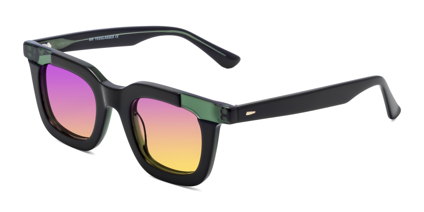 Side of Mill in Black-Green with Purple / Yellow Gradient Lenses