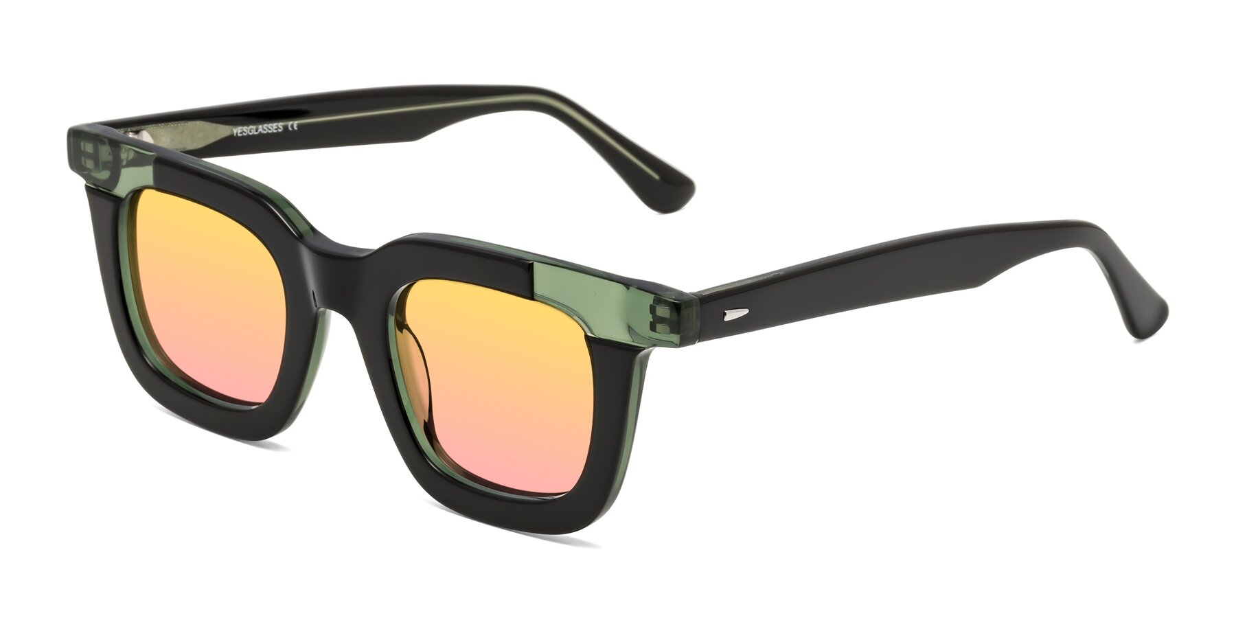 Angle of Mill in Black-Green with Yellow / Pink Gradient Lenses