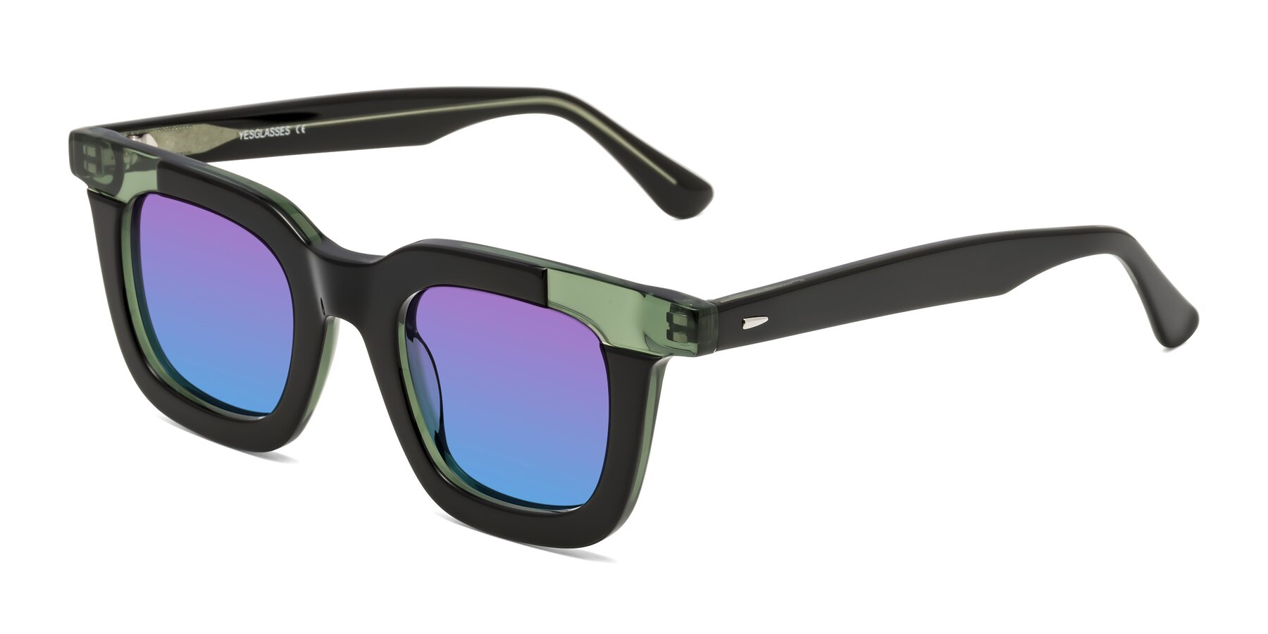 Angle of Mill in Black-Green with Purple / Blue Gradient Lenses