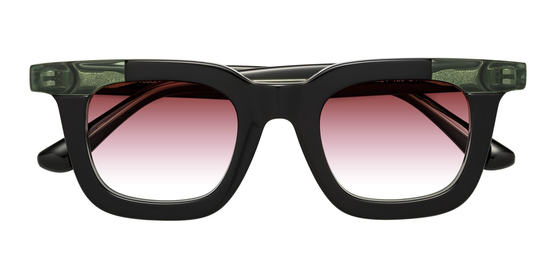 Folded Front of Mill in Black-Green with Garnet Gradient Lenses