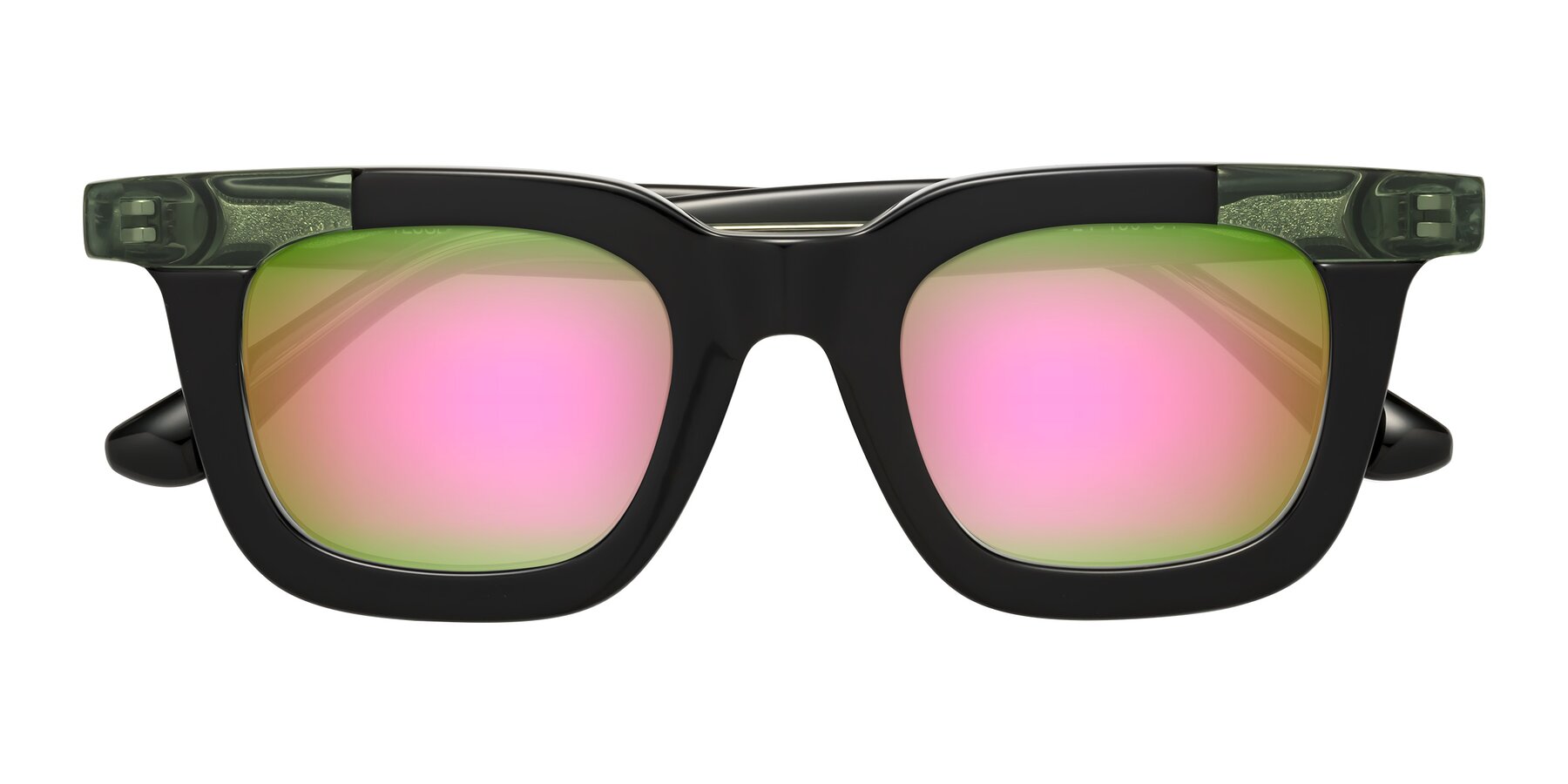 Folded Front of Mill in Black-Green with Pink Mirrored Lenses