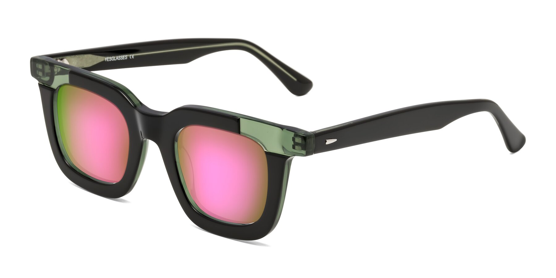 Angle of Mill in Black-Green with Pink Mirrored Lenses