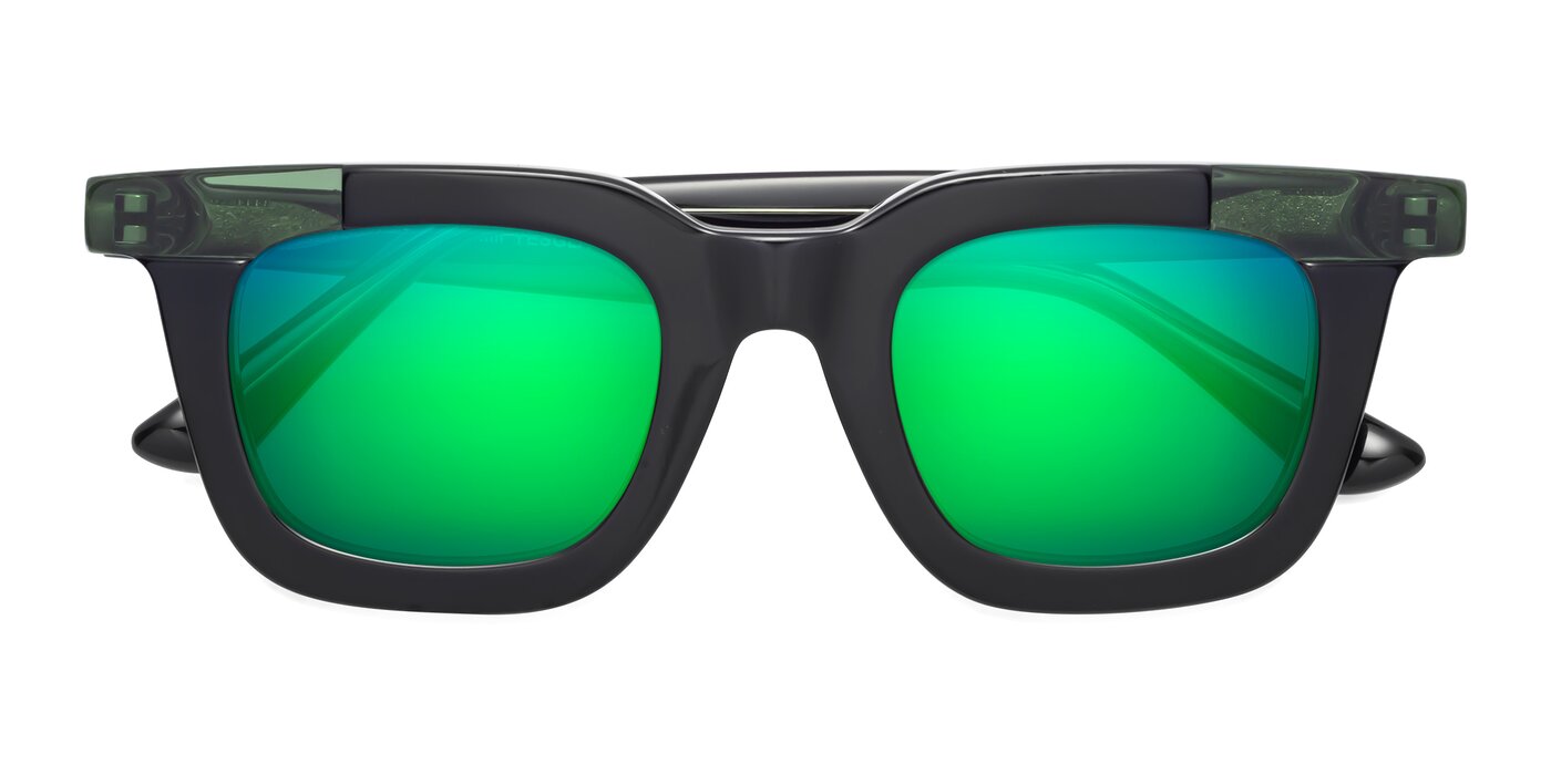 Mill - Black / Green Flash Mirrored Sunglasses