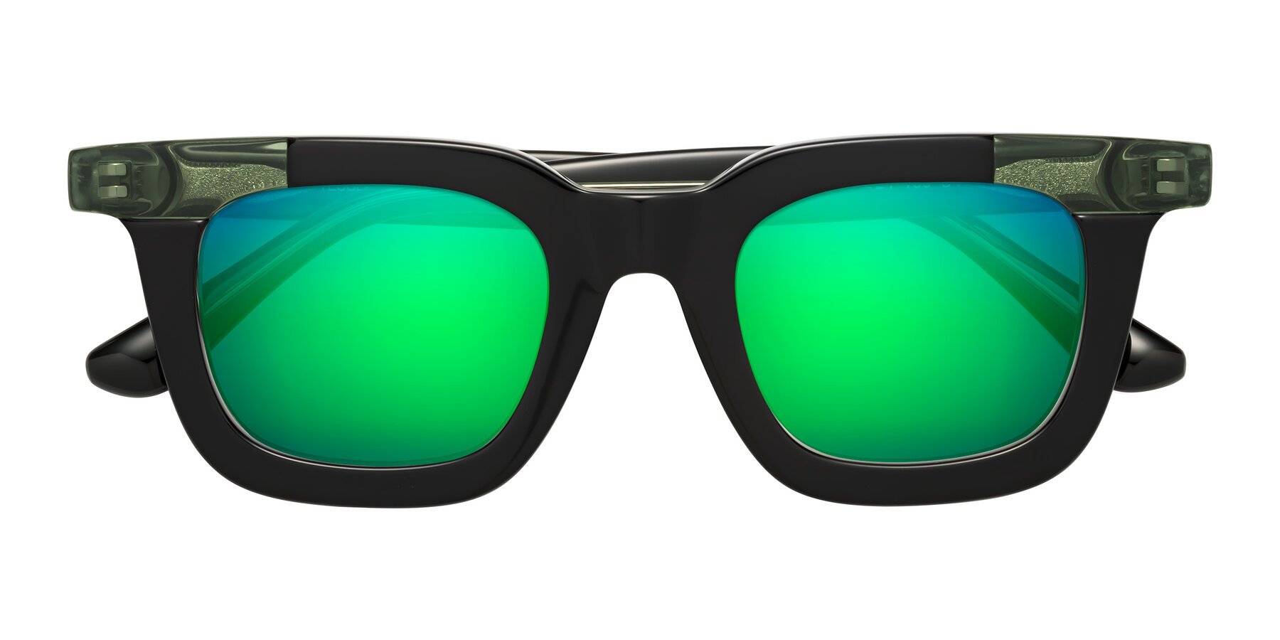Folded Front of Mill in Black-Green with Green Mirrored Lenses