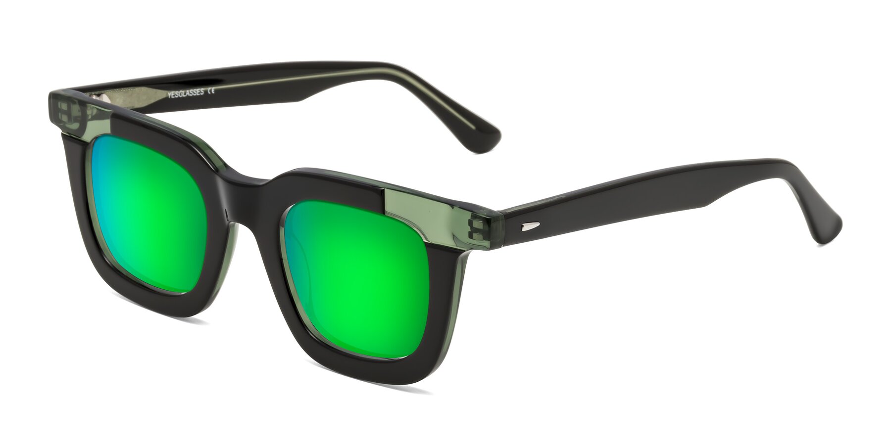 Angle of Mill in Black-Green with Green Mirrored Lenses