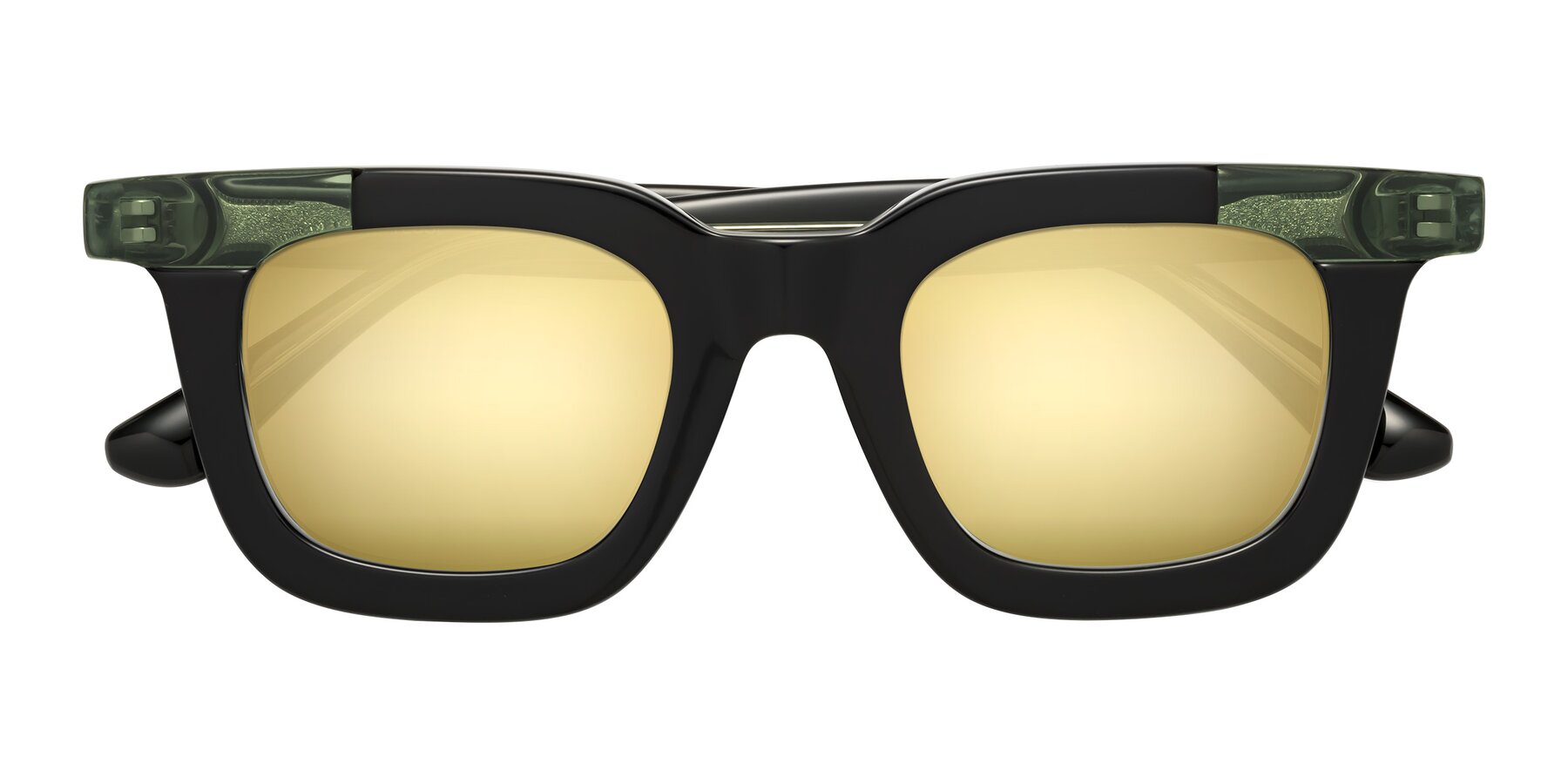 Folded Front of Mill in Black-Green with Gold Mirrored Lenses