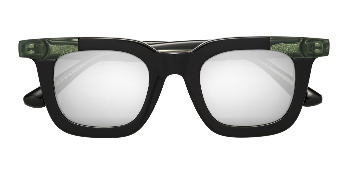 Mill - Black / Green Flash Mirrored Sunglasses