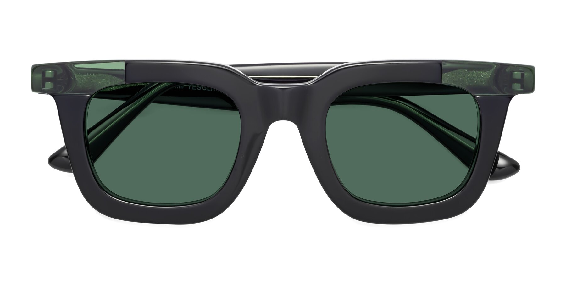 Folded Front of Mill in Black-Green with Green Polarized Lenses