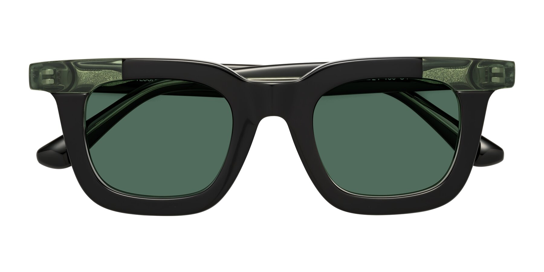 Folded Front of Mill in Black-Green with Green Polarized Lenses