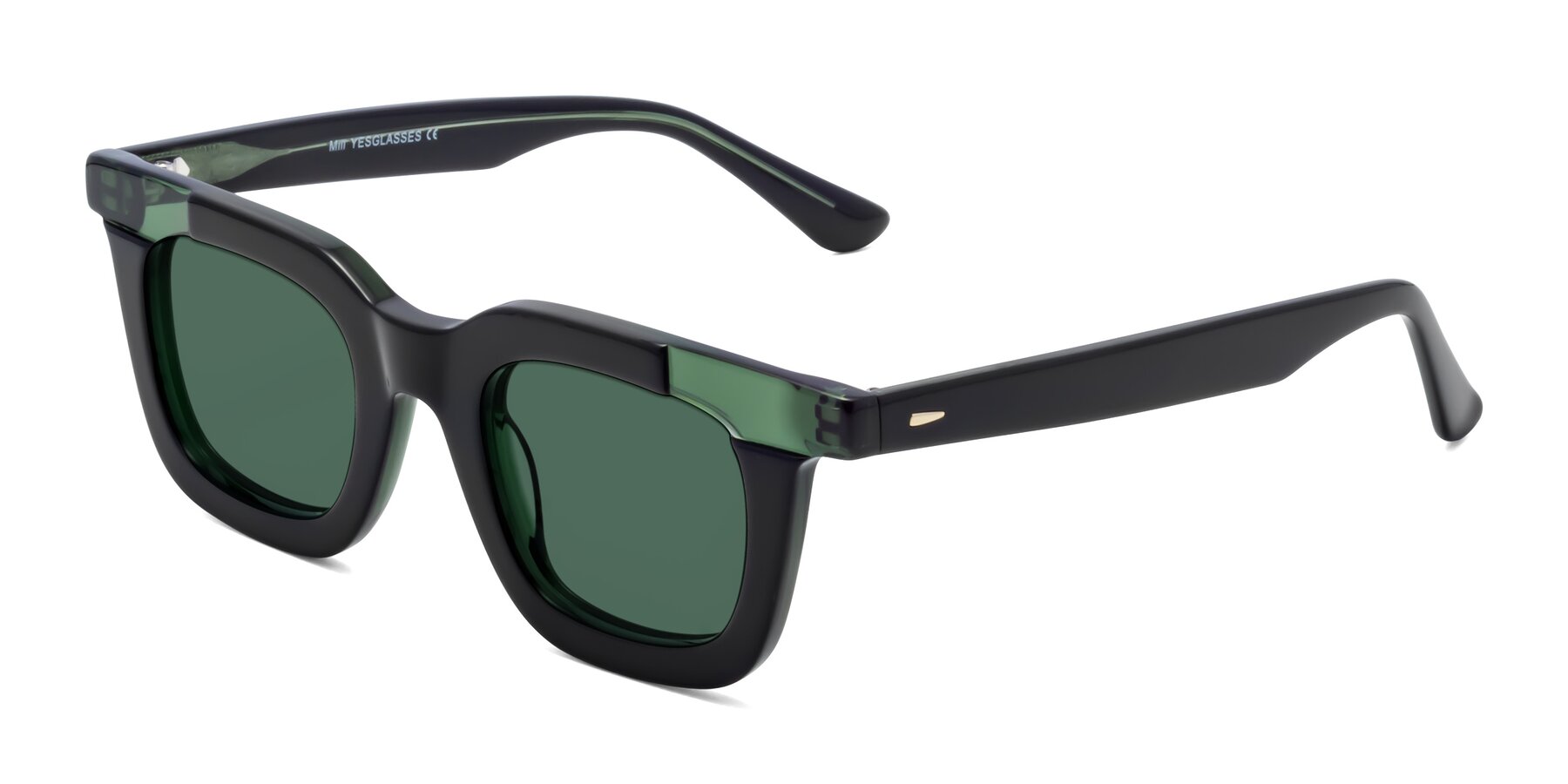 Side of Mill in Black-Green with Green Polarized Lenses