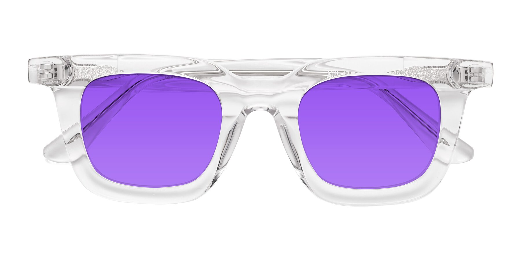 Folded Front of Mill in Clear with Purple Tinted Lenses