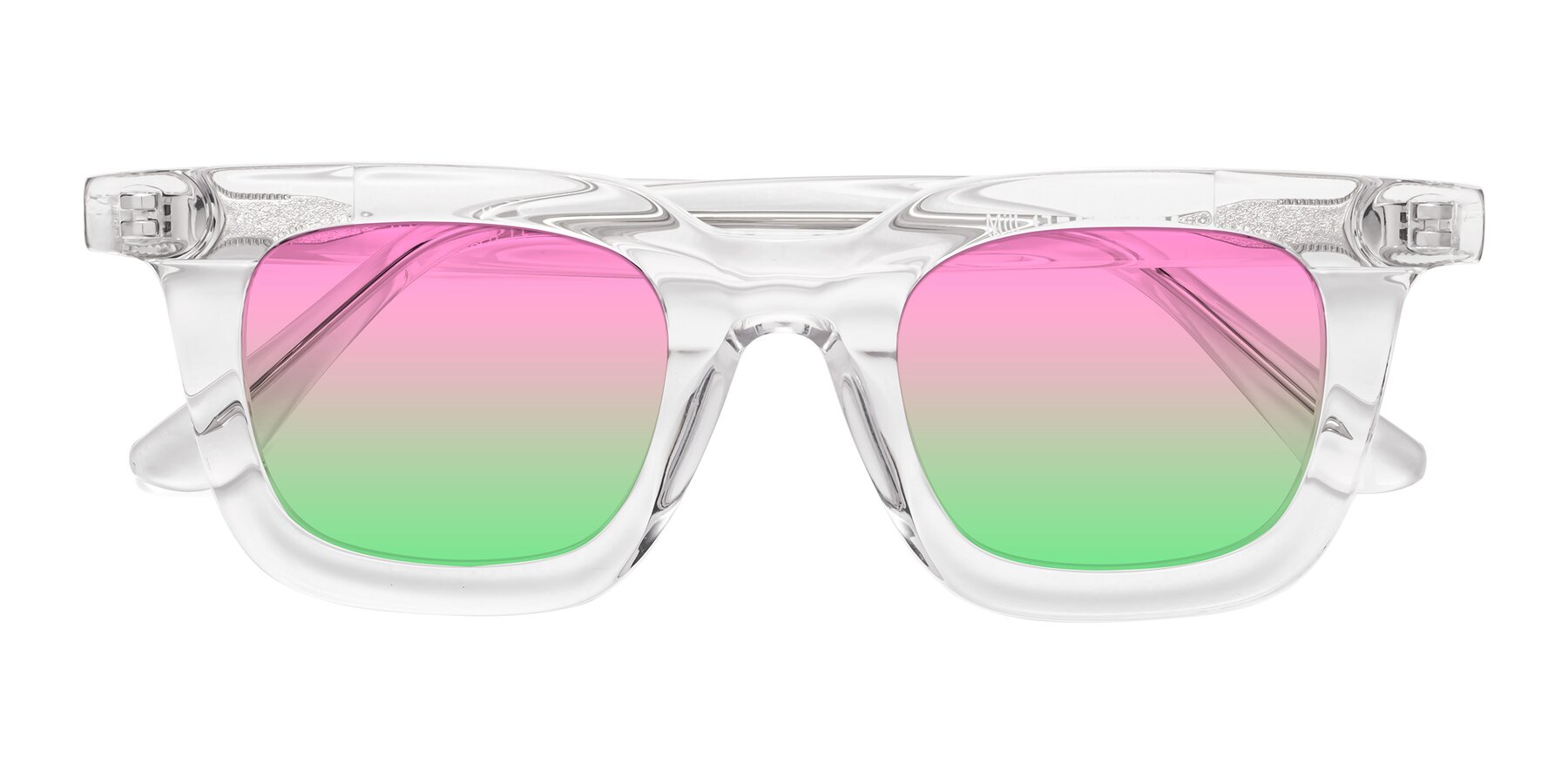 Folded Front of Mill in Clear with Pink / Green Gradient Lenses