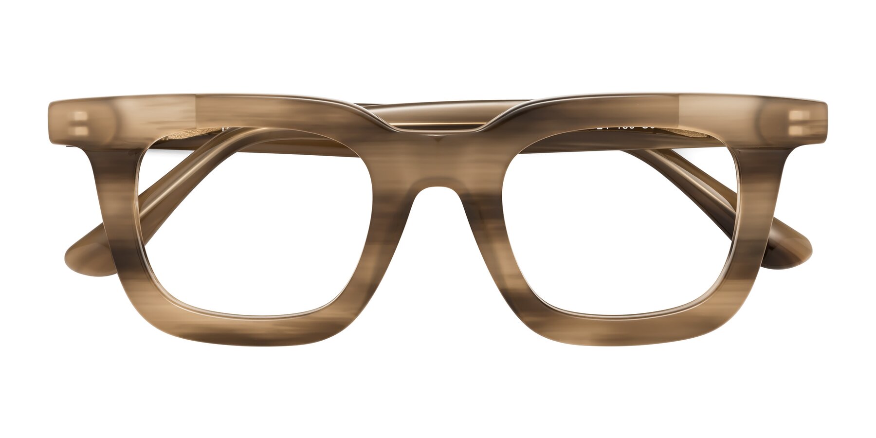 Folded Front of Mill in Striped Brown with Clear Eyeglass Lenses
