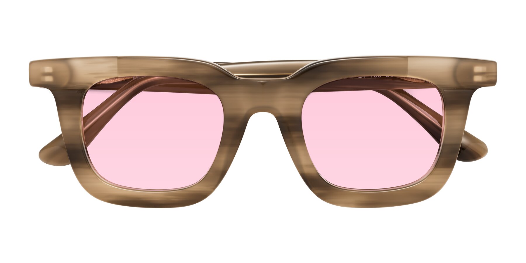 Folded Front of Mill in Striped Brown with Light Pink Tinted Lenses