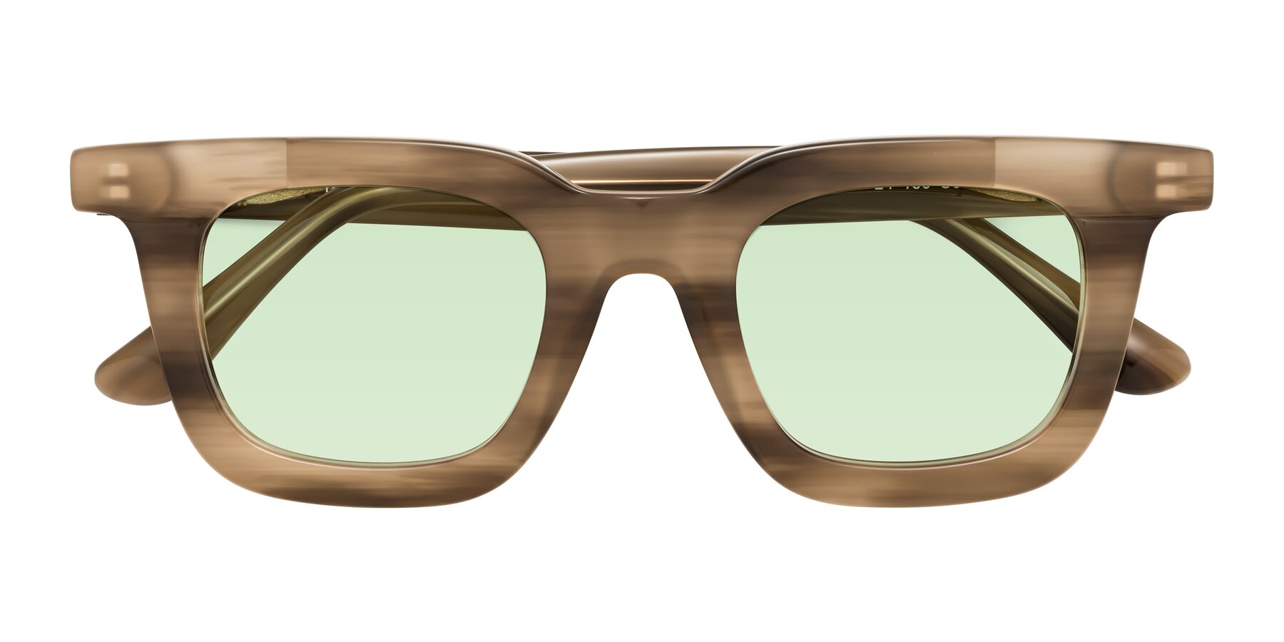 Folded Front of Mill in Striped Brown with Light Green Tinted Lenses